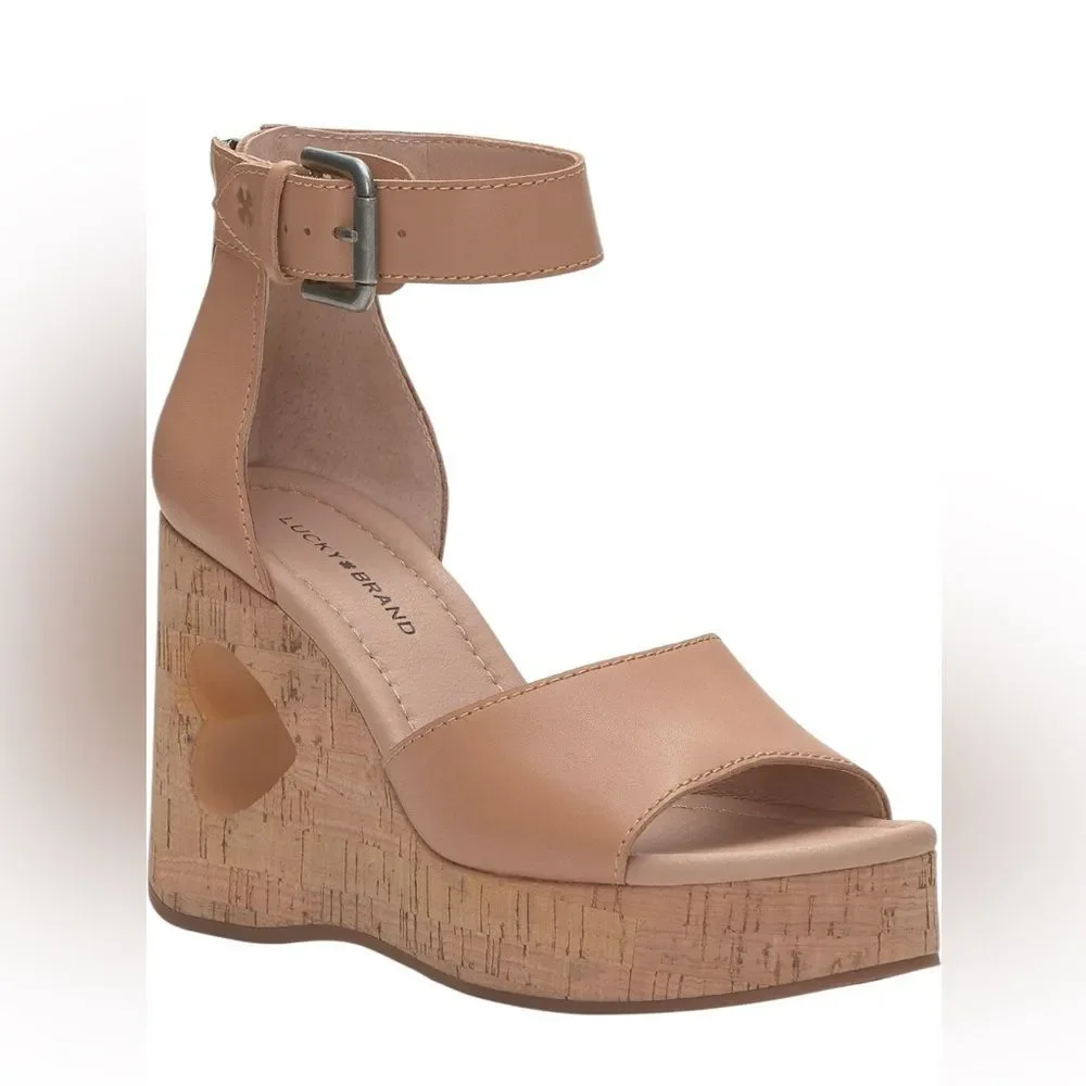 NWT LUCKY BRAND HIMMY PLATFORM HEART WEDGE‎ SANDALS WOMENS SIZE 10